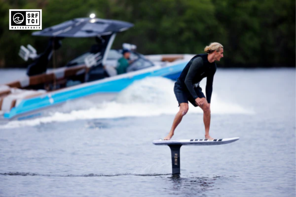 man on wakefoiling board