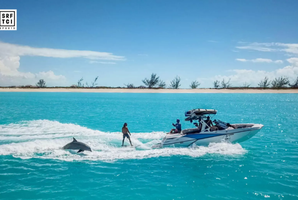 group of friends enjoying wake surfing